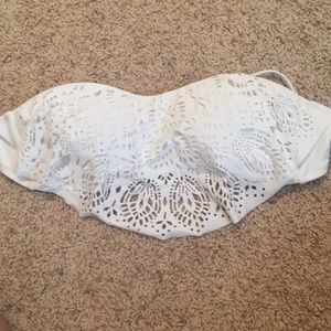 White strapless bathing suit top